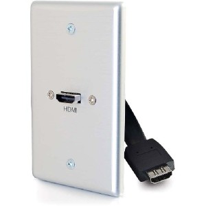 39870 Single Gang Wall Plate With Hdmi Pigtail Aluminum