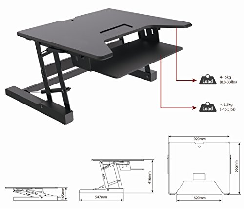Ezriser36 Sit & Stand For Riser Desk Workstation With Keyboard Tray - Black