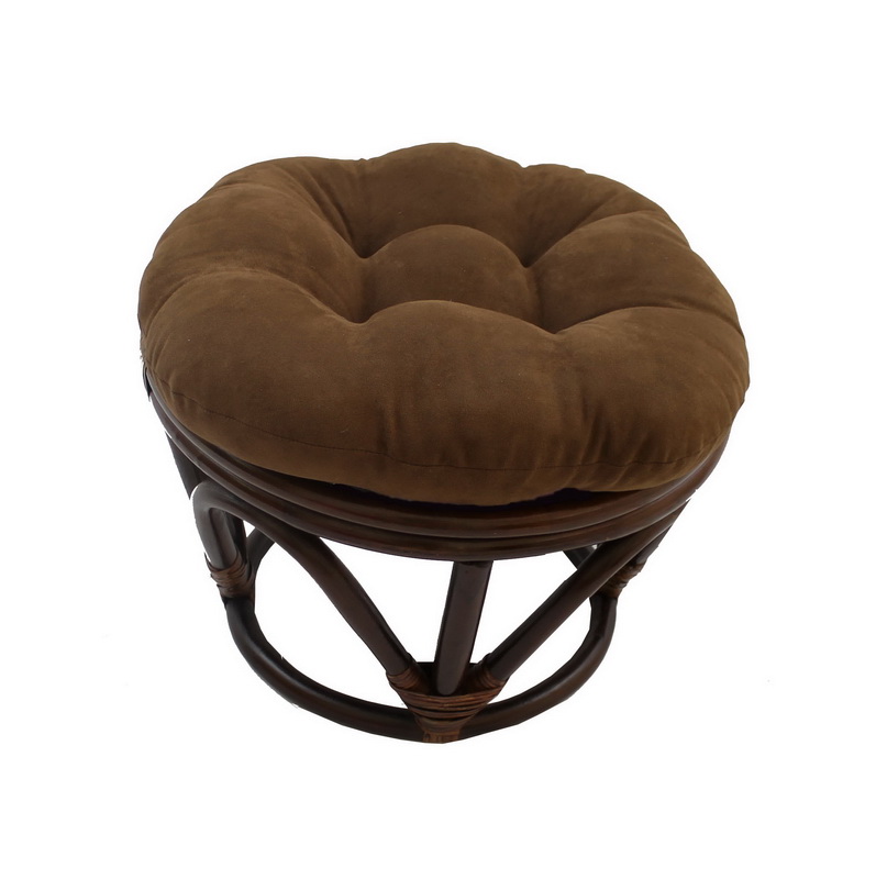 3301-ms-ch Rattan Ottoman With Micro Suede Cushion, Chocolate