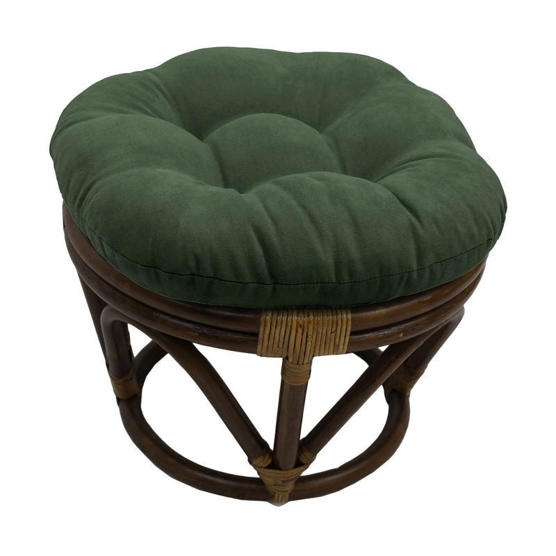 3301-ms-hg Rattan Ottoman With Micro Suede Cushion, Hunter Green