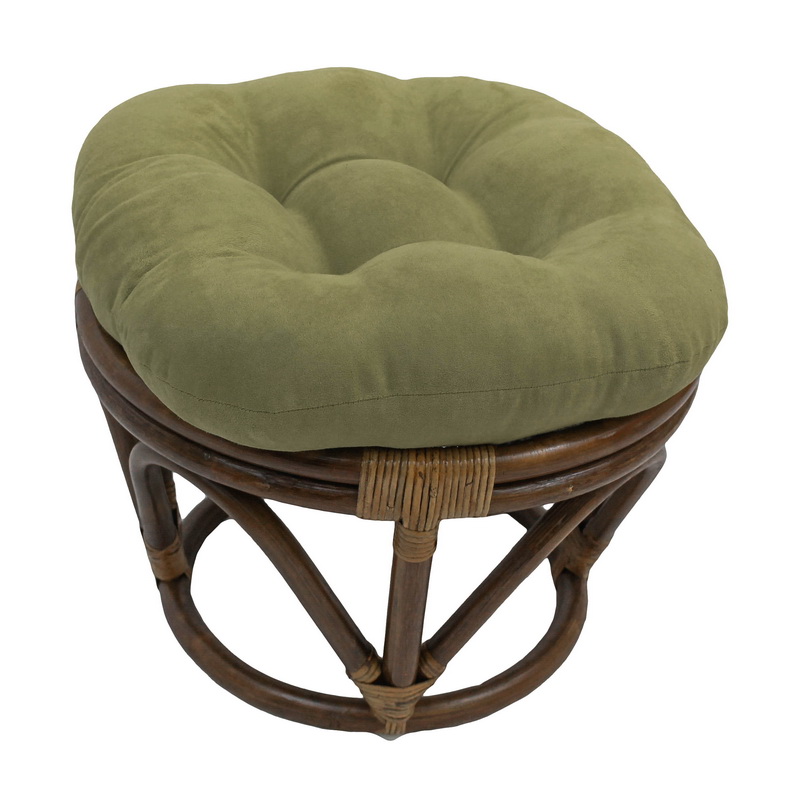 3301-ms-sg Rattan Ottoman With Micro Suede Cushion, Sage