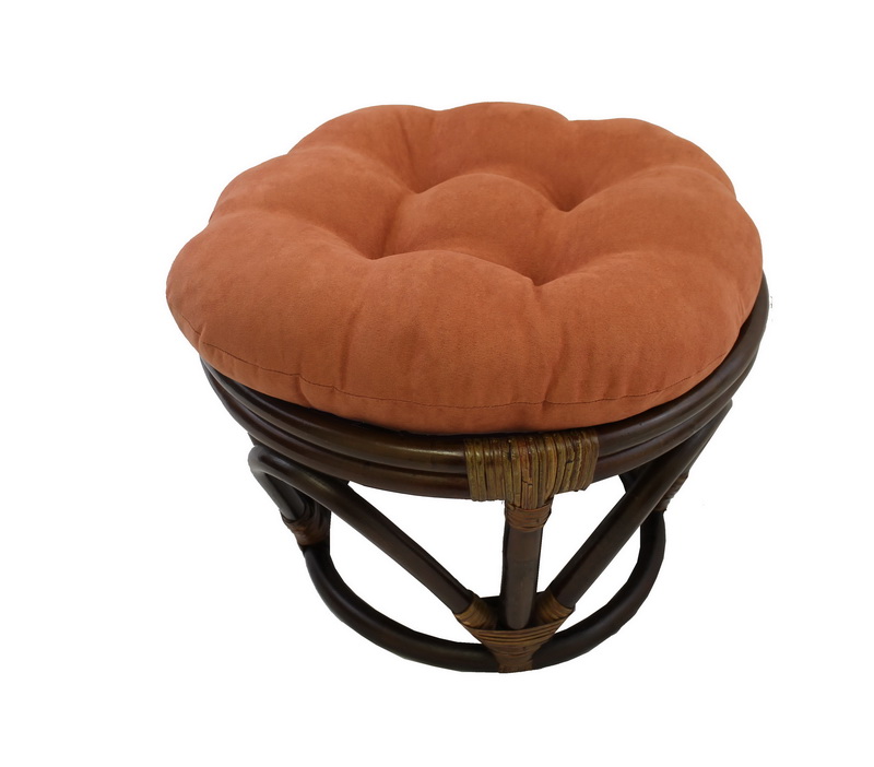 3301-ms-sp Rattan Ottoman With Micro Suede Cushion, Spice