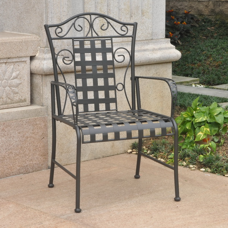 3450-2ch-ant-bk Mandalay Iron Chair, Antique Black - Set Of 2