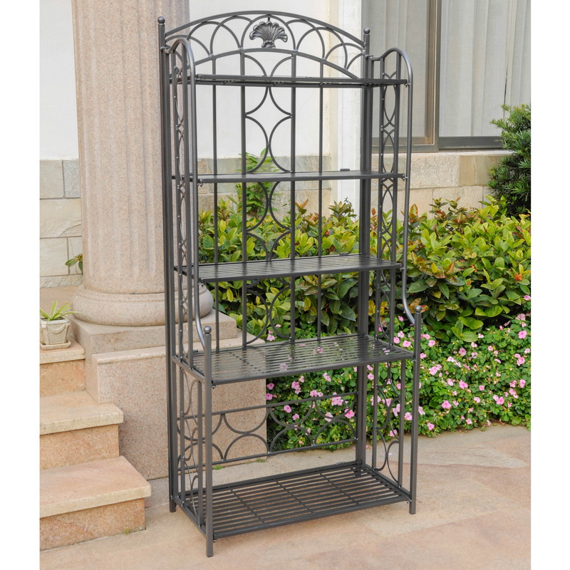 3441-hd-pw 5-tier Iron Bakers Rack, Pewter