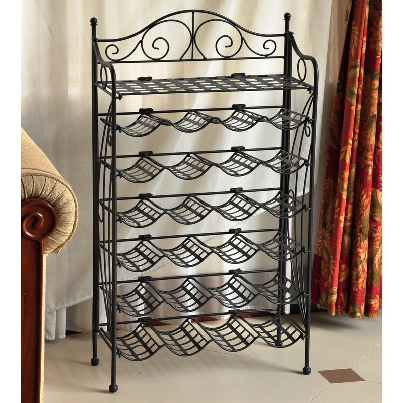 3462-ANT-BK Iron 24-Bottle Wine Rack, Antique Black