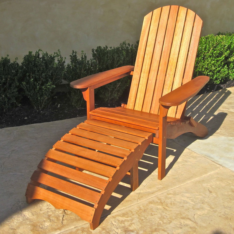 Adirondack Chair With Footrest, Brown Stain - Large
