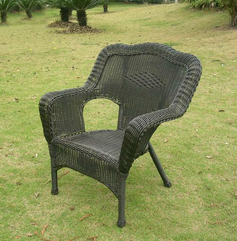 3180-2ch-ab Camelback Resin Wicker Patio Chair, Antique Black - Set Of 2