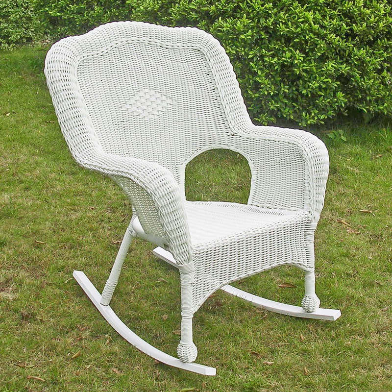 3182-2ch-wt Resin Wicker Camel Back Rocking Chair, White - Set Of 2