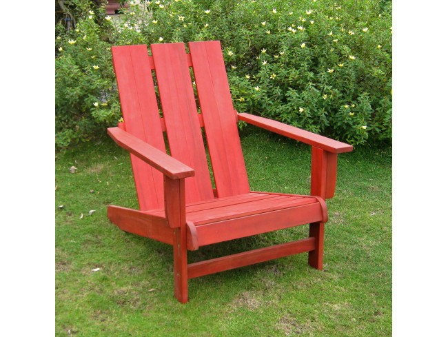 Tt-dc-022-brd Acacia Large Square Back Adirondack Chair, Barn Red