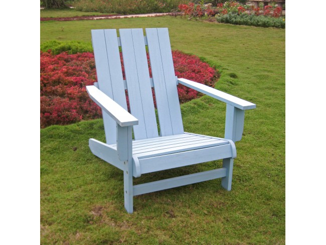 Tt-dc-022-skb Acacia Large Square Back Adirondack Chair, Sky Blue