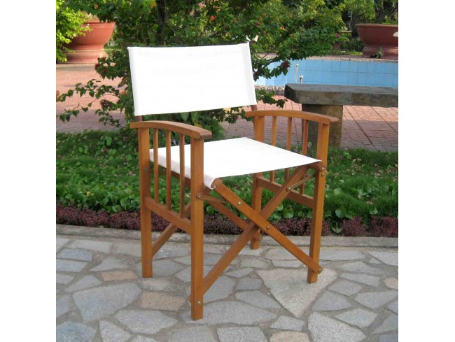 Fa-080a-2ch-stn-iv Directors Chair With Mission Style Arms, Rustic Brown & Ivory - Set Of 2