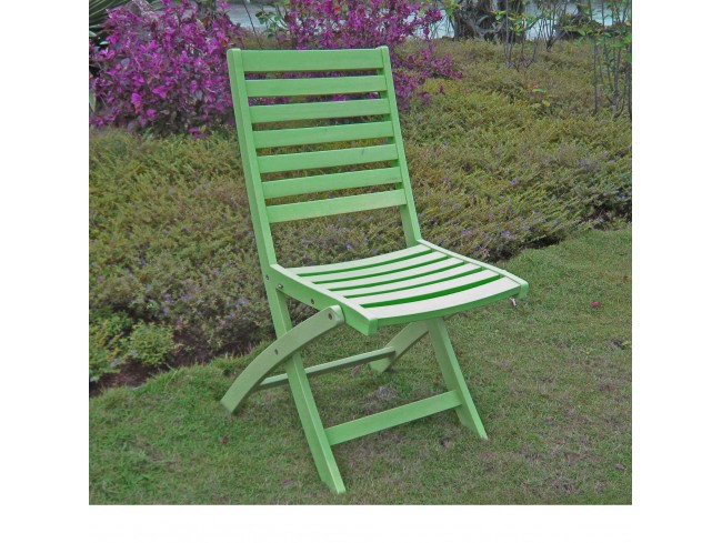 Fc-126-2ch-mgn Acacia Folding Ladder Back Chair, Mint Green - Set Of 2