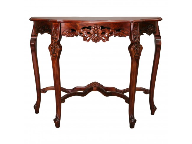 Zm-3803-st Windsor Hand-carved Half Moon Console Table, Stain