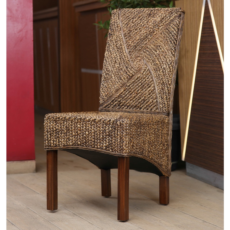 Sg-3305-2ch Lambada Hyacinth Spiral Design Chair, Salak Brown - Set Of 2