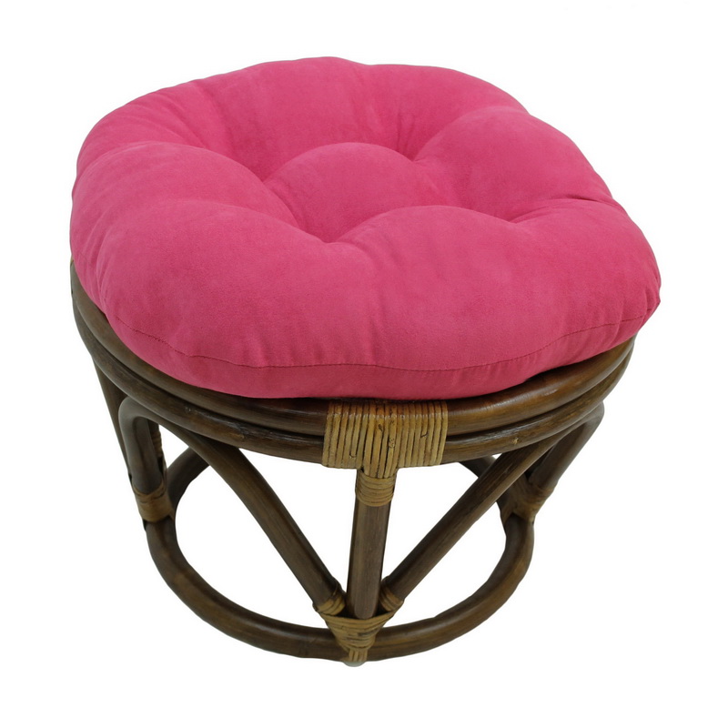 3301-ms-bb Rattan Ottoman With Micro Suede Cushion, Bery Berry