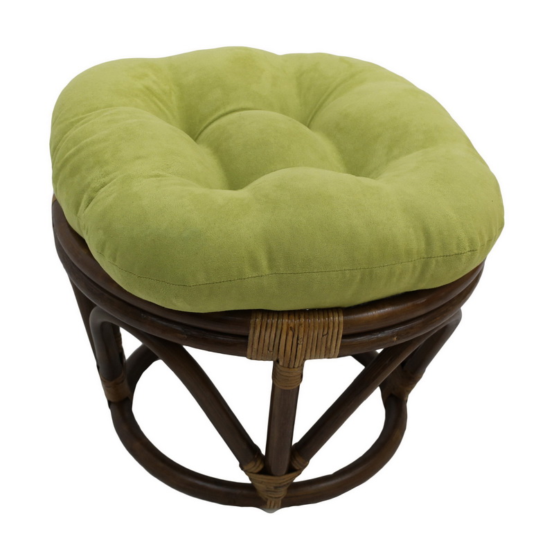 3301-ms-ml Rattan Ottoman With Micro Suede Cushion, Mojito Lime