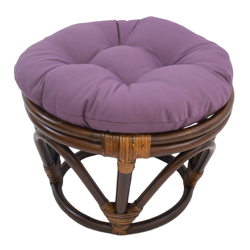 3301-tw-gp Rattan Footstool With Twill Cushion, Grape