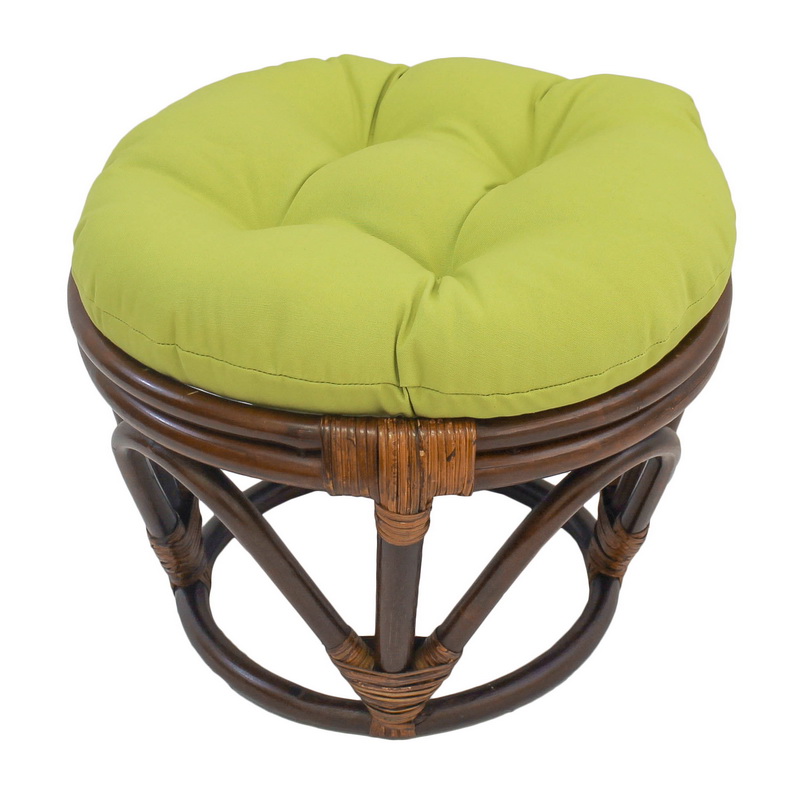 3301-tw-ml Rattan Footstool With Twill Cushion, Mojito Lime
