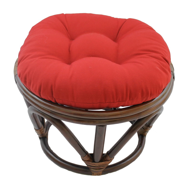 3301-tw-rd Rattan Footstool With Twill Cushion, Red