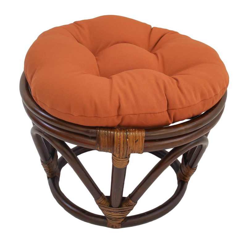 3301-tw-sp Rattan Footstool With Twill Cushion, Spice