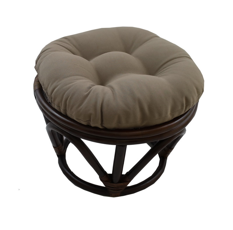 3301-tw-tf Rattan Footstool With Twill Cushion, Toffee