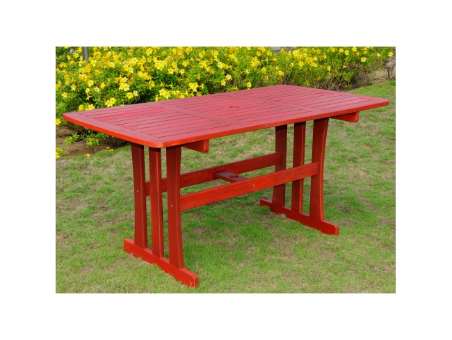 Tt-re-07-brd Acacia Rectangular Dining Table, Barn Red