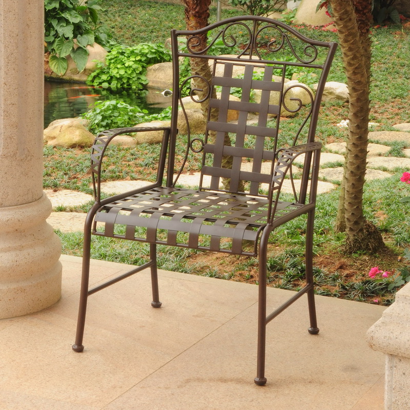 3450-2ch-rt-bn Mandalay Iron Chair, Rustic Brown - Set Of 2