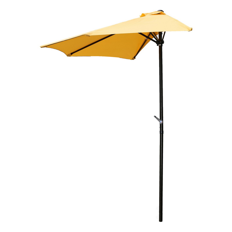 9 Ft. Half Round Wall Hugger Umbrella, Lemon Yellow