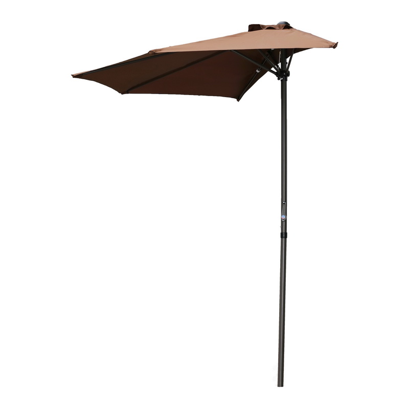 Yf-1147-2.7m-ch 9 Ft. Half Round Wall Hugger Umbrella, Chocolate