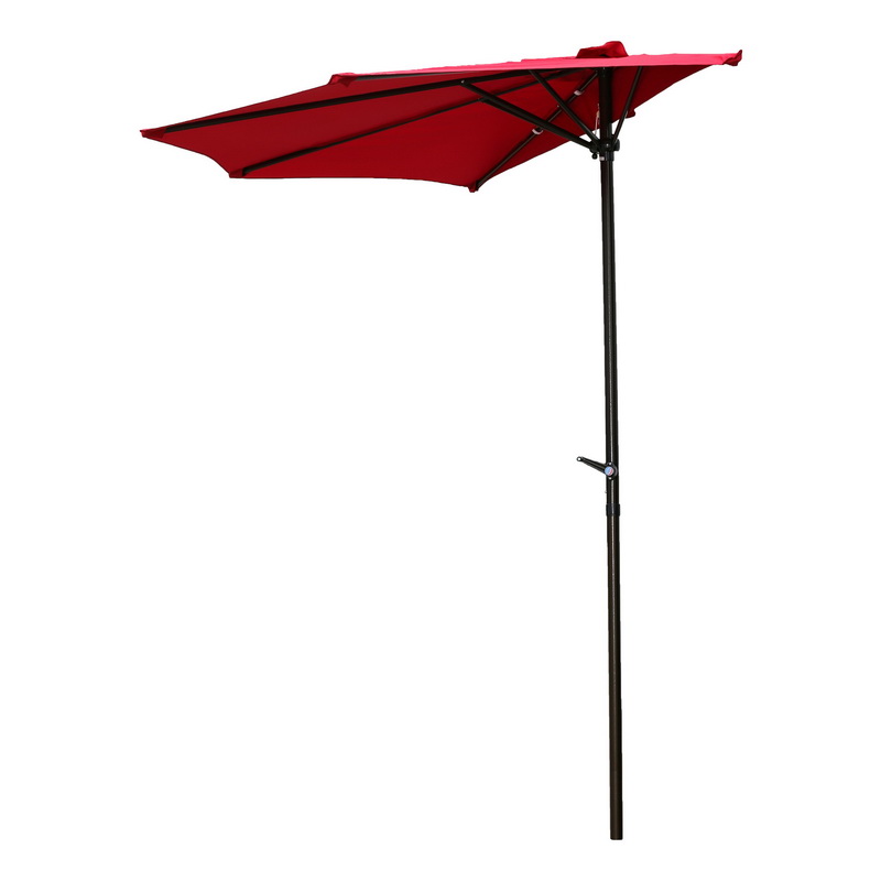 Yf-1147-2.7m-rr 9 Ft. Half Round Wall Hugger Umbrella, Ruby Red