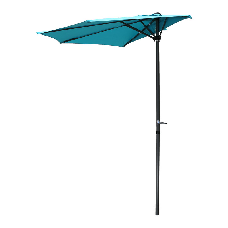 Yf-1147-2.7m-ab 9 Ft. Half Round Wall Hugger Umbrella, Aqua Blue