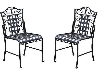 3473-2ch-ant-bk Mandalay Iron Patio Bistro Chair, Antique Black - Set Of 2