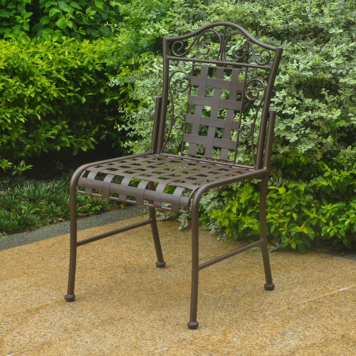 3473-2ch-rt-bn Mandalay Iron Patio Bistro Chair, Rustic Brown - Set Of 2