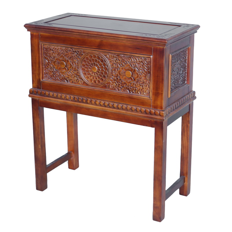 Zm-3818-st Windsor Carved Wood Trunk On Stand, Stain