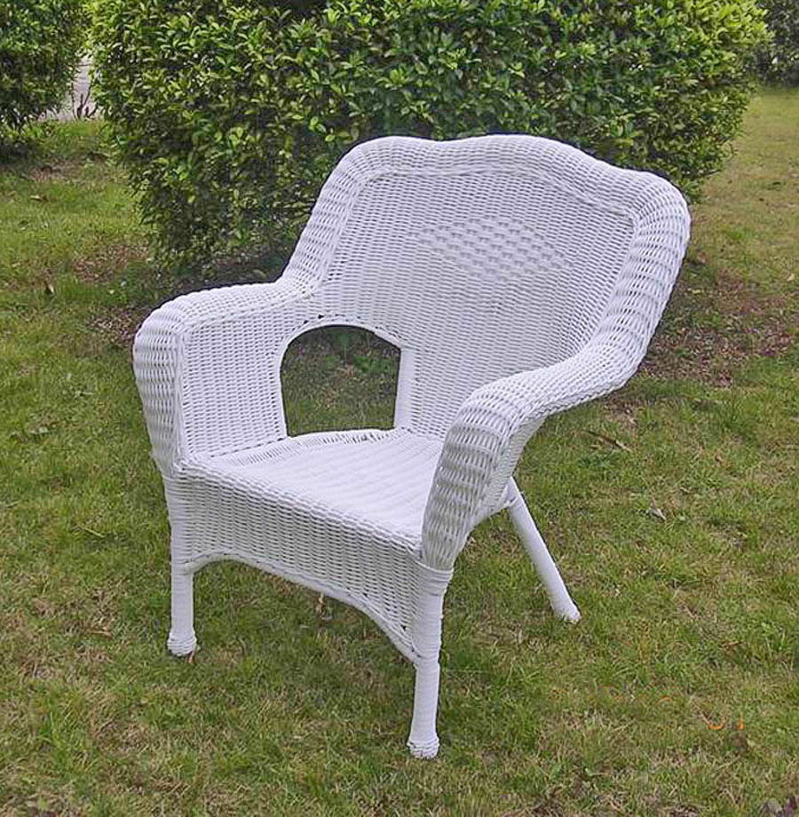 3180-1ch-wt Camelback Resin Wicker Patio Chair, White