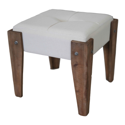 47b-12a10-nt Tufted Fabric Stool, Natural