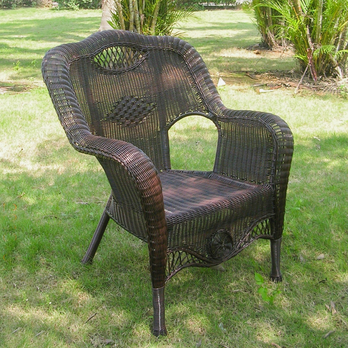 3193-1ch-ap Riviera Resin Wicker & Aluminum Outdoor Dining Chair, Antique Pecan