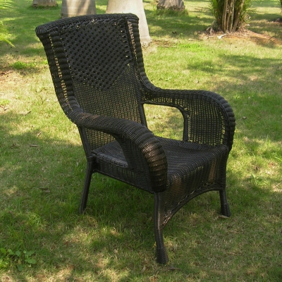 4005-1ch-ab Resin Wicker & Aluminum Dining Chair, Antique Black