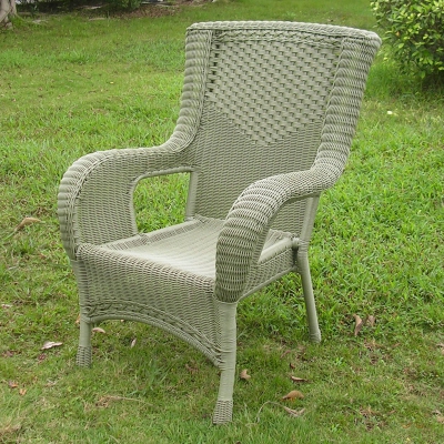 4005-1ch-am Resin Wicker & Aluminum Dining Chair, Antique Moss
