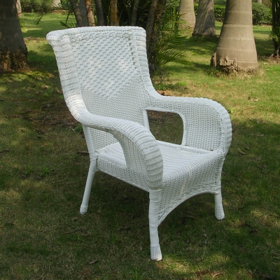 4005-1ch-wt Resin Wicker & Aluminum Dining Chair, White