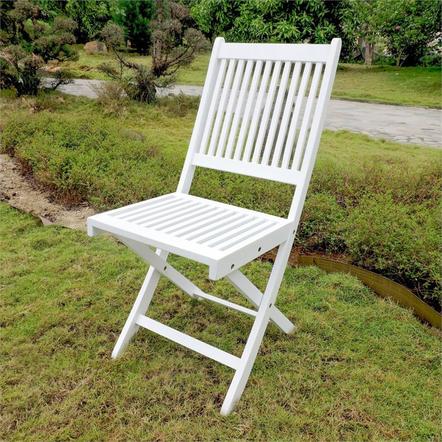 Tt-vn-128-ac-2ch-awt Royal Fiji Acacia Folding Garden Chair, Antique White - Set Of 2