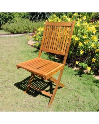 Tt-vn-128-ac-2ch-stn Royal Fiji Acacia Folding Garden Chair, Stain - Set Of 2