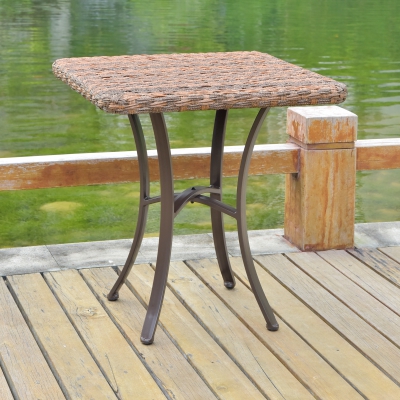 4405-tbl-esp Ibiza Resin Pandan Aluminum Plywood Top Square Bistro Table, Espresso