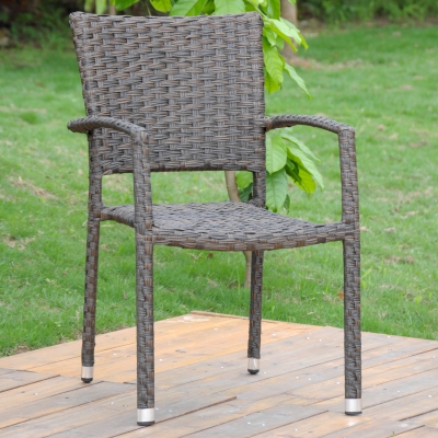 4410-1ch-dcf Ibiza Resin Pandan Aluminum Square Back Dining Chair, Dark Coffee