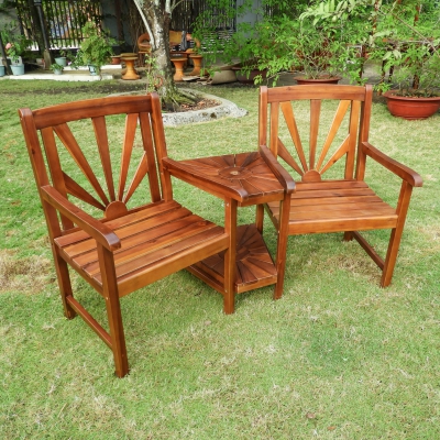 Vf-5507-st Highland Acacia Sapporo Tete-a-tete Double Conversational Chair, Stain