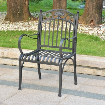 3500-2ch-ant-bk Segovia Iron Arm Chair, Antique Black - Set Of 2