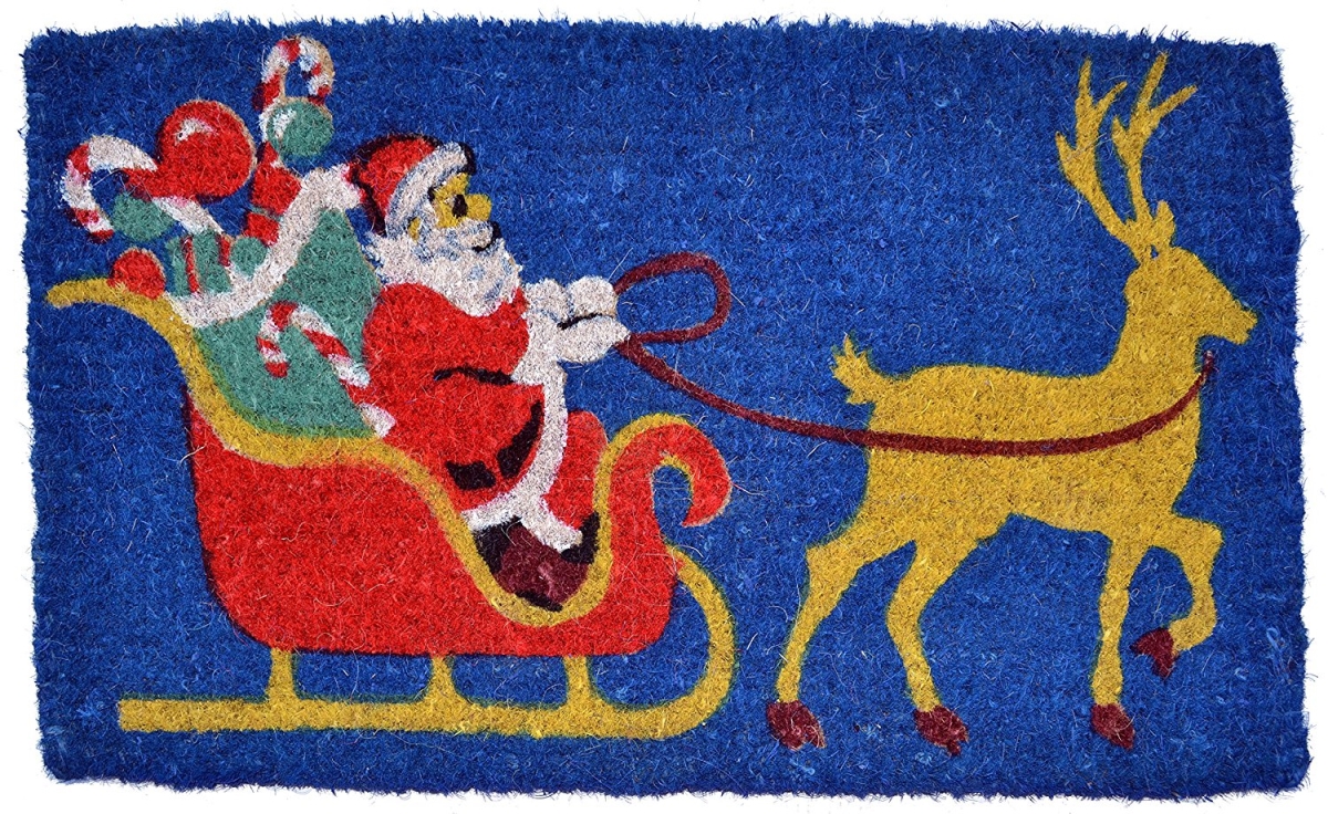 ImportsDecor 344BCM Santa Claus Printed Coir Doormat