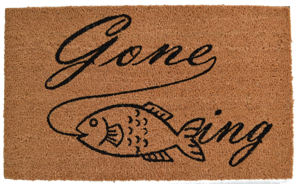 Imports Decor 578PVC Rectangular Gone Fishing Doormat