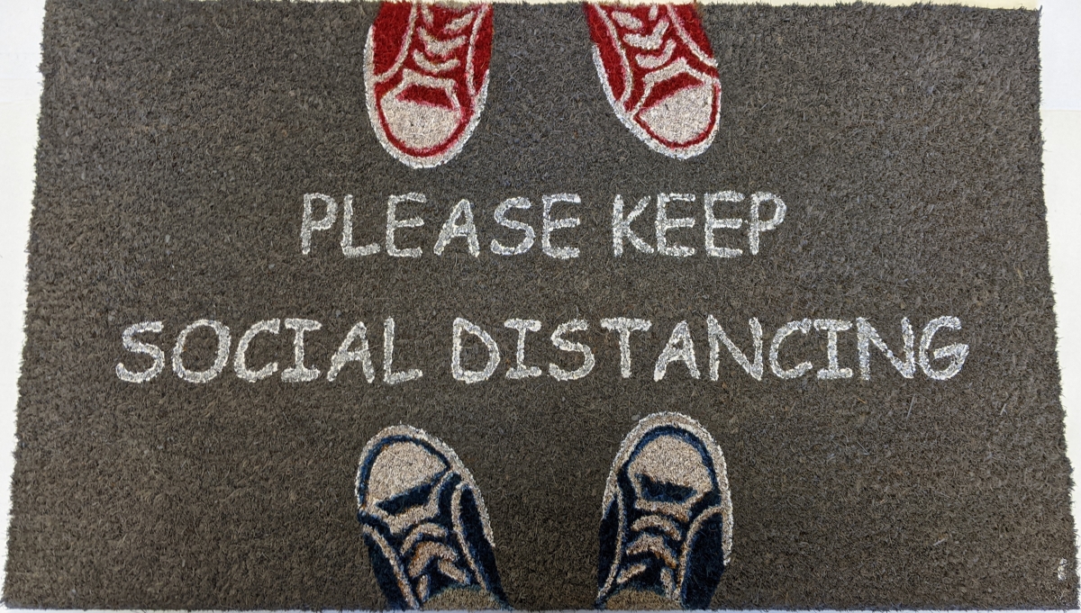 Imports Decor 579PVC Outdoor Coir & PVC Social Distancing Door Mat, Multi Color