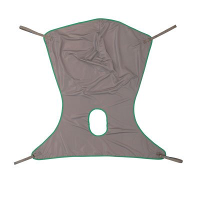 Comfort Poly Sling With Commode, Gray With Green Binding - Large